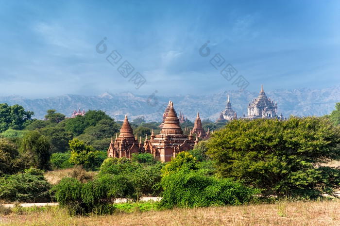 旅行风景而且目的地令人惊异的体系结构老佛教寺庙蒲甘王国缅甸缅甸