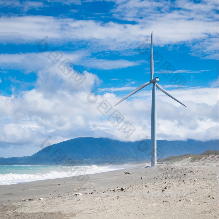 风涡轮权力发电机轮廓海洋海岸线替代可再生能源生产菲律宾