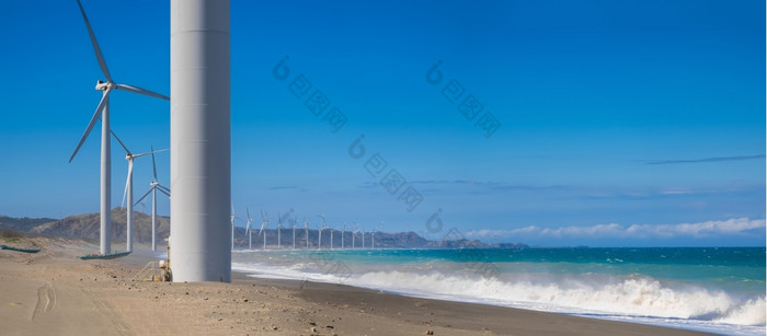 风涡轮权力发电机轮廓海洋海岸线替代可再生能源生产菲律宾