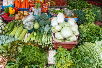 水果和蔬菜摊位Huay赫旺区曼谷泰国