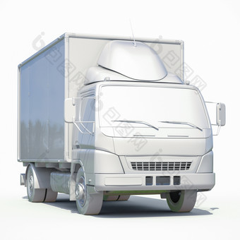 渲染白色交付卡车图标运输服务运费运输包装运国际<strong>物流邮政</strong>卡车首页交付标志