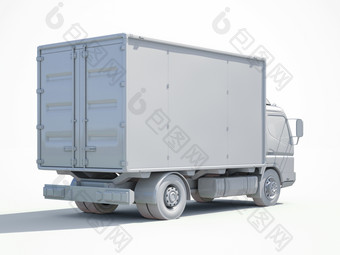 渲染白色交付卡车图标运输服务运费运输包装运国际物流邮政卡车首页交付标志