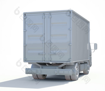渲染白色交付卡车图标运输服务运费运输包装运国际<strong>物流邮政</strong>卡车首页交付标志