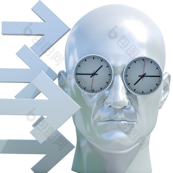 时间概念插图人类头和时间业务守时任命压力的最后期限压力加班时间运行时机守时时间表管理倒计时概念
