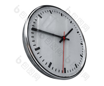 关闭现实的办公室时钟混凝土墙与黑色的胜利阵线红色的手经典时钟脸与焦点中心轮时钟挂的墙时间摘要时机概念时钟背景