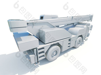 卡车安装起重机白色建设设备特殊的机器为的建设工作建设车辆液压卡车起重机建设行业概念移动起重机