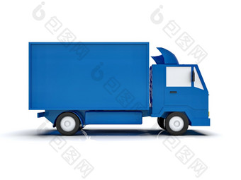 蓝色的玩具商业交付卡车白色背景孤立的模板元素信息图表邮政卡车表达<strong>快</strong>交付蓝色的xadelivery卡<strong>车图</strong>标运输服务包装运