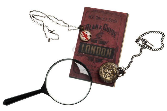 集侦探福尔摩斯次放大玻璃地图伦敦时钟链图片
