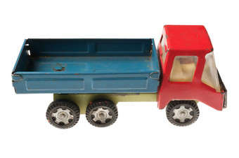 老玩具卡车孤立的白色背景