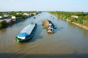 集团亚洲船与河交通湄公河δ河运输货物与河系统航运行业开发越南