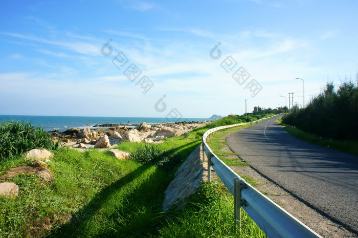 美丽的场景越南南沿海边界在海滩而且路美妙的景观越南农村影子街这视图再兵砰越南