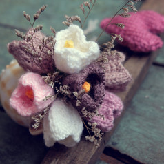 爱背景手工制作的花使从纱针织爱有意义的为情人节一天妈妈。一天令人惊异的Diy为假期