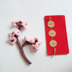一年猴子手工制作的快乐新一年白色背景针织猴子有趣的塞动物针织花从纱红色的信封为幸运的钱标志为越南泰特