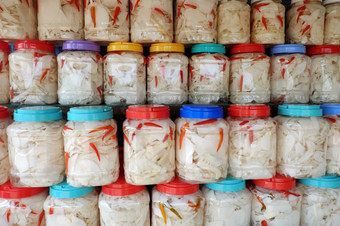 越南食物多雨的季节<strong>竹子</strong>拍摄显示食物商店市场农业产品过程和保持塑料Jar