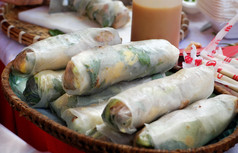 越南街食物大米纸卷著名的零食兵营养厨房公平谁警察局城市越南卷使与成分肉蛋蔬菜