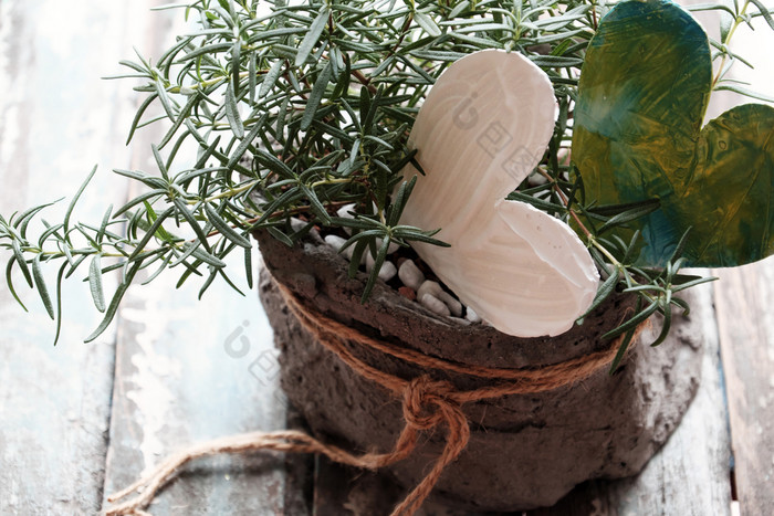 迷迭香能与心表格装修室内空间草本植物与香气和也使用成分烹饪白色木背景