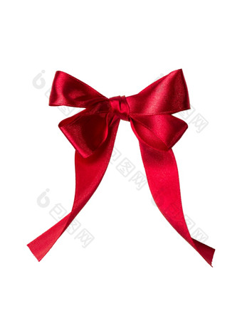 红色的粉红色的缎礼物弓磁带孤立的白色