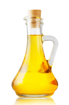 瓶与香黄色的石油孤立的白色背景