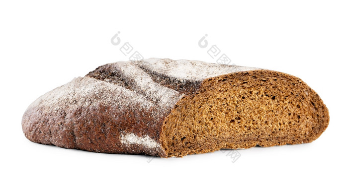 一块黑色的黑麦面包孤立的白色背景一块黑色的黑麦面包