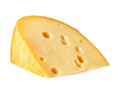 一块奶酪说谎它的一边孤立的白色背景一块奶酪说谎它的一边