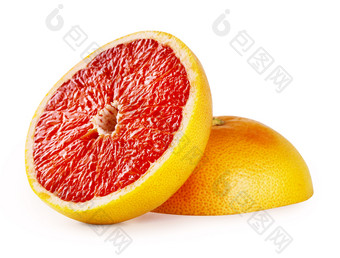 减少成熟的葡萄柚孤立的白色背景减少成熟的葡萄柚