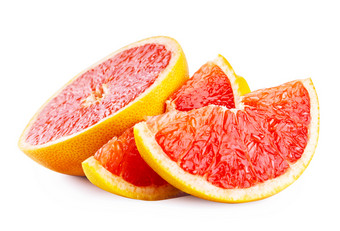 减少片成熟的葡萄柚孤立的白色背景减少片成熟的葡萄柚