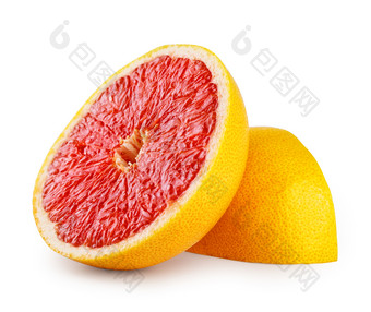 一半和季度减少葡萄柚孤立的白色背景一半和季度减少葡萄柚