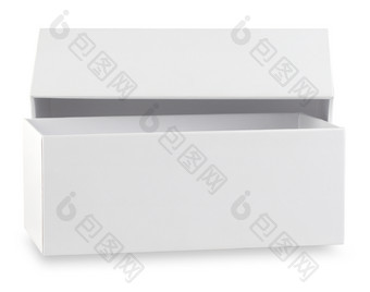 开放白色矩形纸板盒子与成员孤立的白色背景开放白色矩形纸板盒子与成员