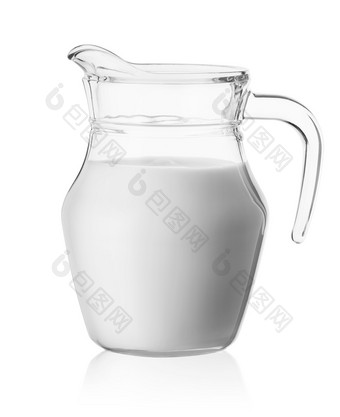 牛奶<strong>玻璃壶</strong>孤立的白色背景牛奶<strong>玻璃壶</strong>