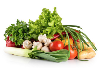 <strong>新鲜</strong>的生蔬菜和草本植物孤立的白色背景的概念自然健康的食物<strong>新鲜</strong>的生蔬菜和草本植物