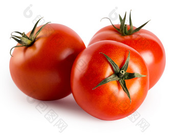 三个红色的成熟的西红柿孤立的白色背景三个红色的成熟的西红柿