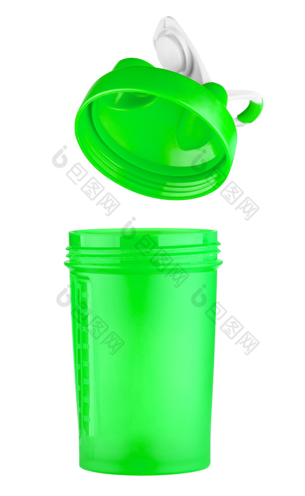绿色瓶为体育营养与开放成员孤立的白色背景绿色瓶为体育营养与开放成员