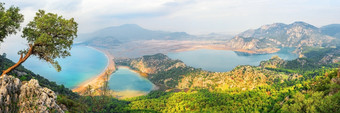 达利安河口和iztuzu乌龟海滩的爱琴海海的<strong>下</strong>午<strong>全景</strong>视图从以上达利安火鸡达利安河口和iztuzu乌龟海滩爱琴海海<strong>下</strong>午