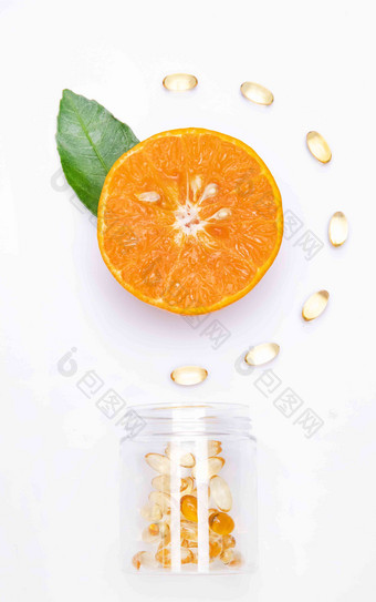橙子和维生素安全的写实照片