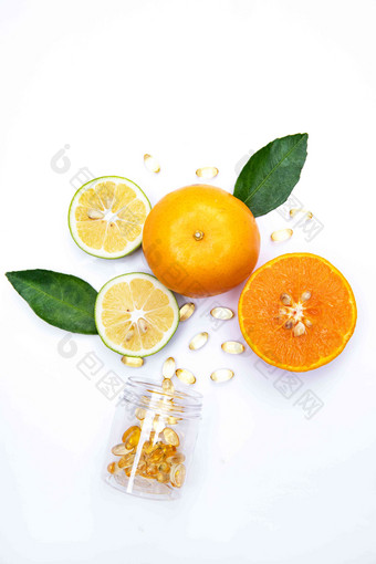橙子和维生素切开高端拍摄