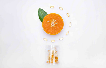 橙子和维生素维生素E写实照片