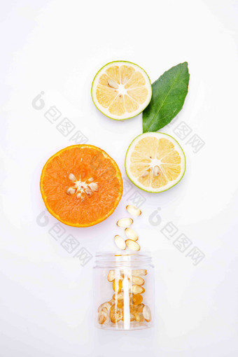 橙子酸橙和<strong>维生素</strong>叶子高端图片
