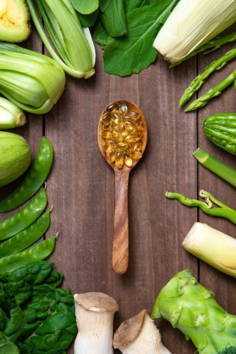 绿色蔬菜和维生素维生素E清晰摄影图
