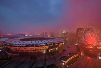 湖南省长沙贺龙体育场当地著名景点写实摄影图
