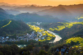 安徽省黄山市歙县石潭村风光田地氛围场景