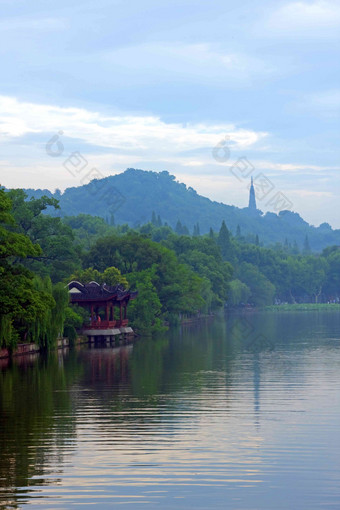 浙江省杭州西湖保叔塔国内著名景点氛围场景