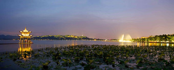 浙江省杭州西湖湖滨夜景