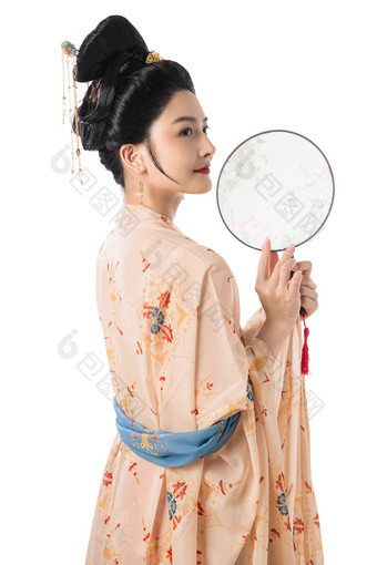 美女拿着扇子中国历史古典式氛围镜头