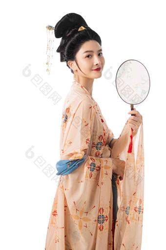 美女拿着扇子扇子传统文化高端照片