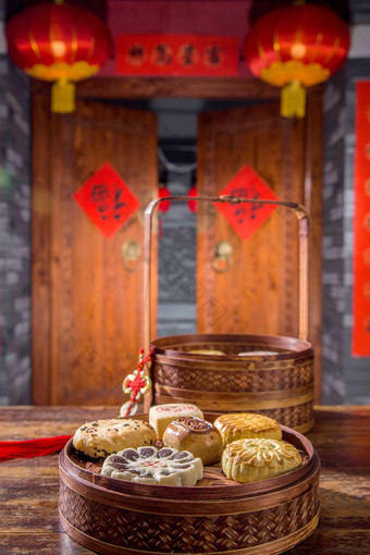 中式糕点门口氛围摄影图