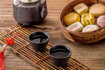 糕点和茶中国美食高质量摄影图
