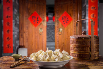 春节吃饺子东亚文化氛围照片