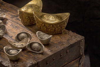 银元宝金元宝传统文化财富木制的