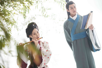 青年夫妇书生传统东方人氛围摄影