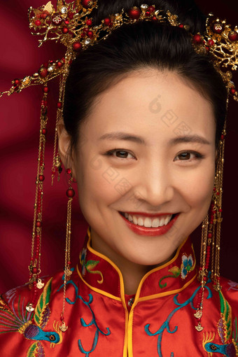 漂亮的中式新娘妆面特写传统高清照片